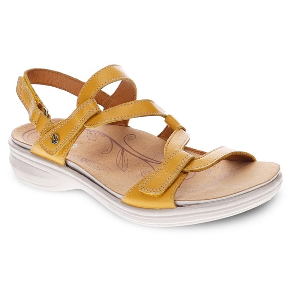 Revere Emerald Leather Sandals Mustard Size 8 - Picture 1 of 10
